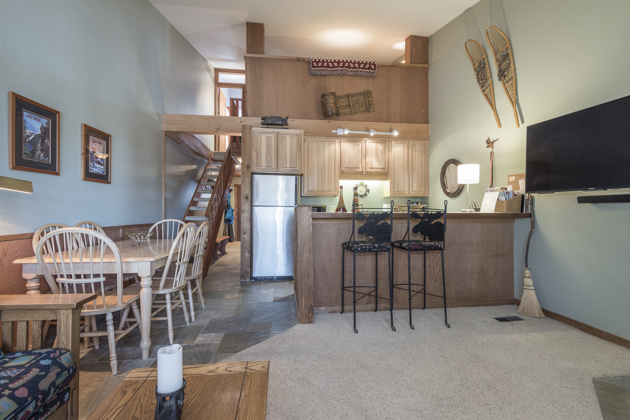 Northstar Skiview Rental Condo kitchen dining stairs