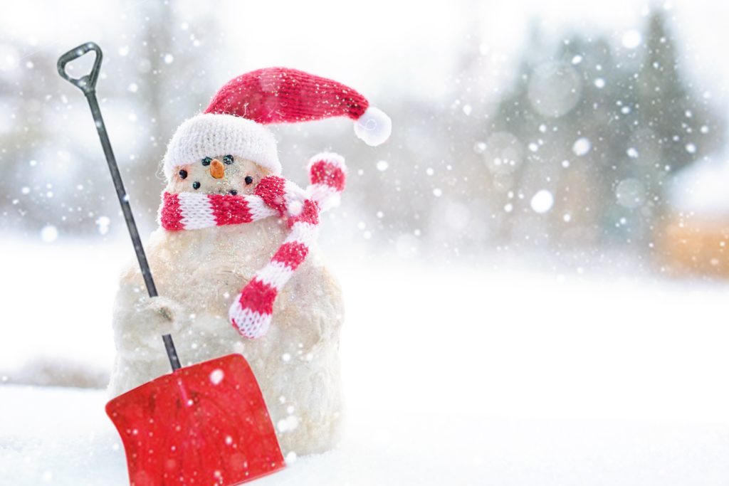 snowman with shovel essential for property management